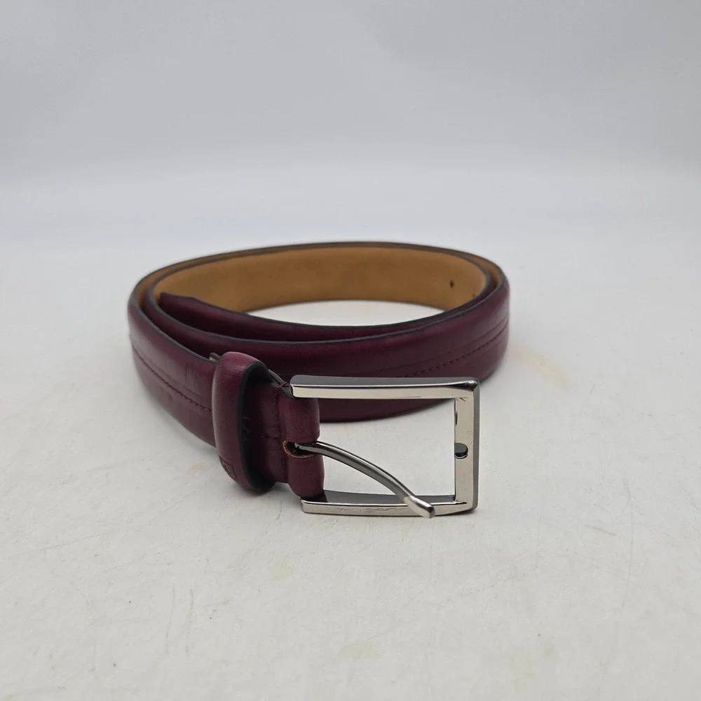 Chaps Ralph Lauren Belt Red Synthetic Leather Mens 38 Nickel Buckle NWOT
